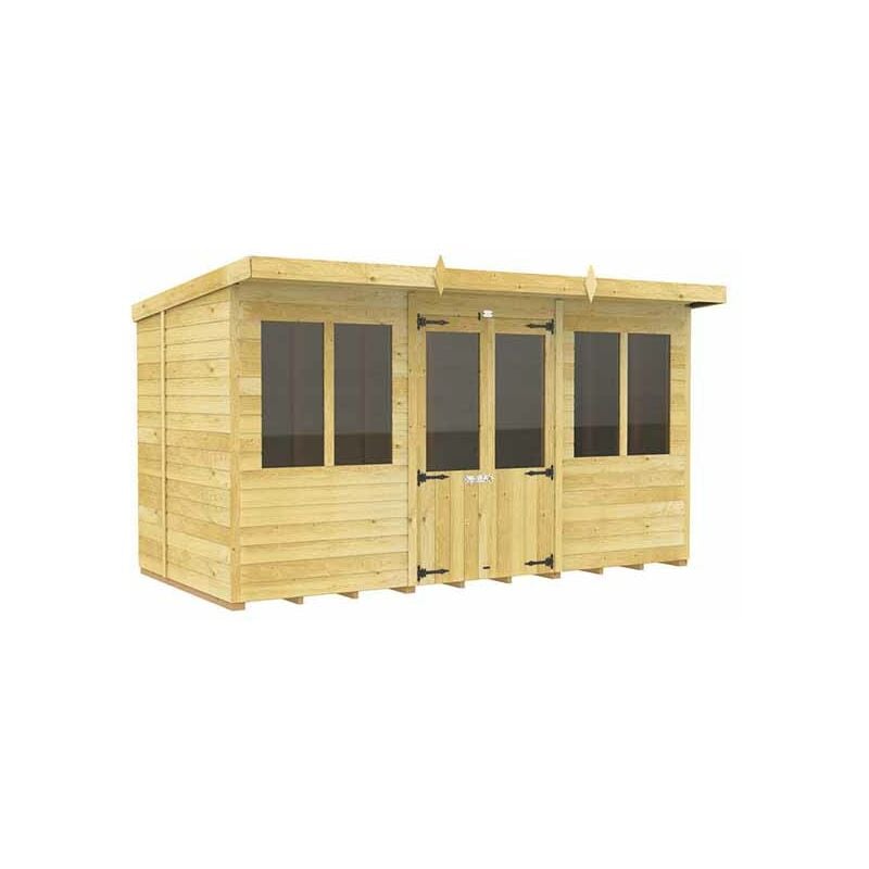 12ft x 5ft Pent Summer House - Wood - L 147 x W 358 x H 201 cm