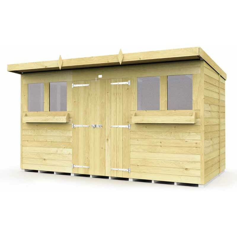 12 x 7 Feet Pent Summer Shed - Wood - L214 x W358 x H201 cm