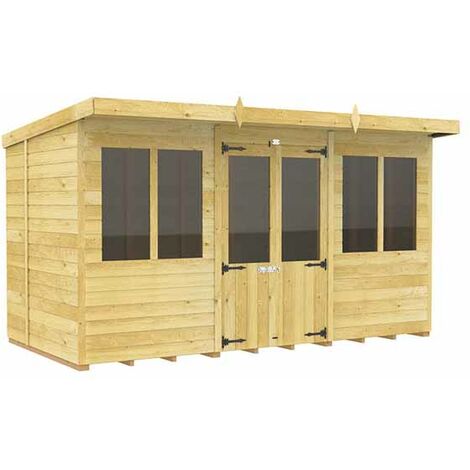 12ft x 8ft Pent Summer House - Wood - L231 x W358 x H201 cm