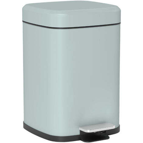 12L Modern Boxy Metal Home Kitchen Bin - Light Green