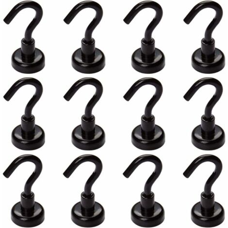 12LB Crochets Magnetiques, Lot de 12 Crochet magnétique Aimant Néodyme