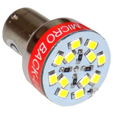 12LED ЛЕД Светодиодна крушка зумер устройство със звукова сигнализация при заден ход 12V бяла P21W BA15S