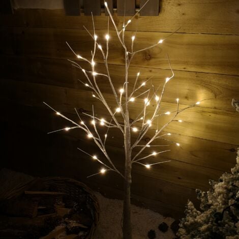 SNOWTIME 1.2m (4ft) Indoor Outdoor Christmas Lit Birch Tree with 48 Warm White LEDs