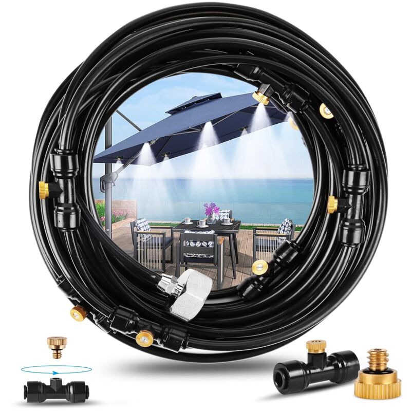 12M Brumisateur Terrasse Exterieur, Brumisateurs de Jardin, Kit Brumisateur Terrasse, Arrosage Automatique Extérieur, Arrosage Automatique pour