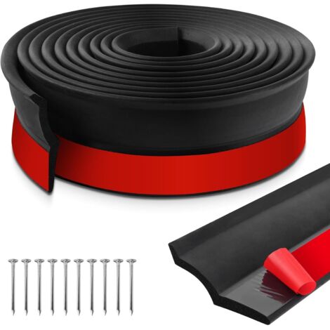 12m Joint de seuil, Bande d'étanchéité, Caoutchouc mousse, Avec clous, Pour porte garage