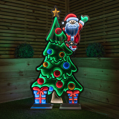 1.2m Light up Christmas Tree with Santa Infinity Decoration with Multi-Coloured LEDs