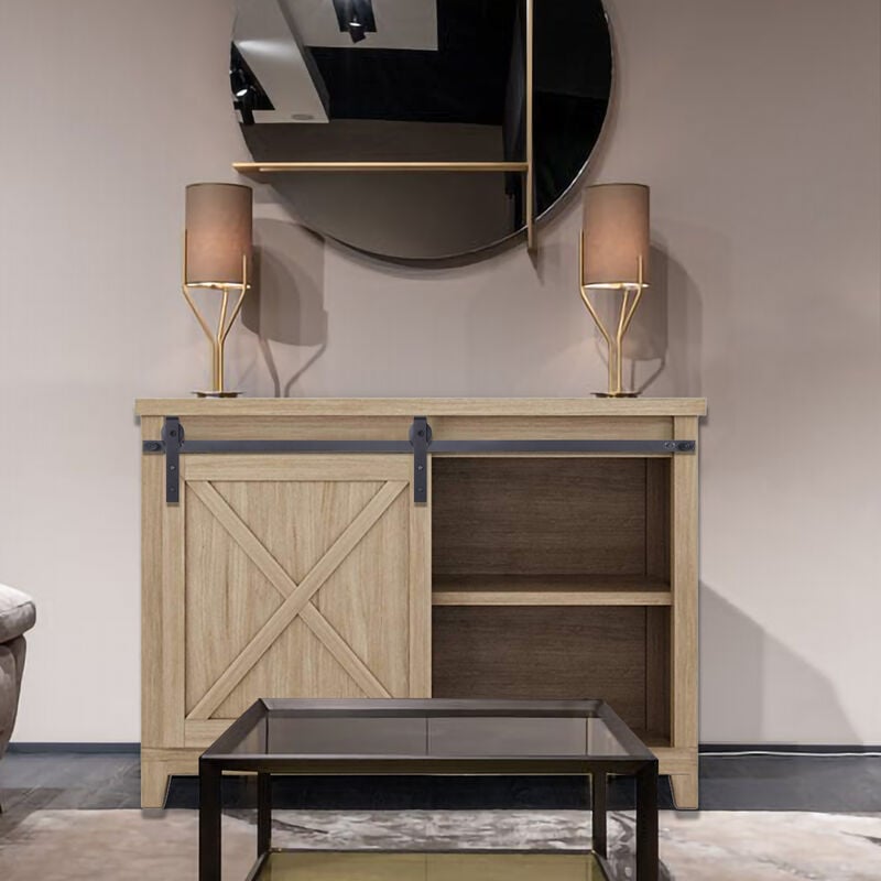 1,2M Quincaillerie Kit de Rail pour Porte Coulissant Poulie de Rail Suspendue Système de Voie pour Porte d'Armoire