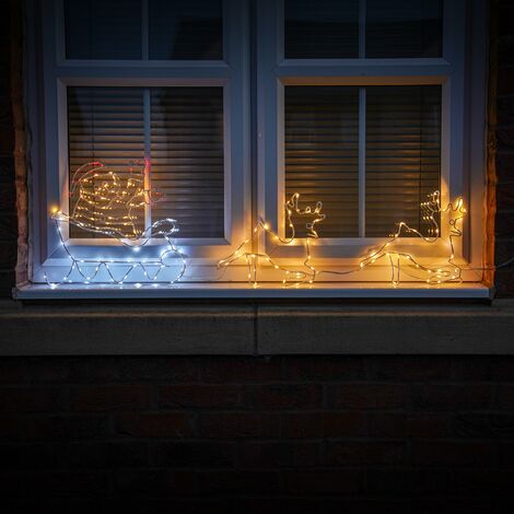 1.2m Santa and Sleigh LED Flashing Christmas Silhouette Outdoor Home Window Decoration