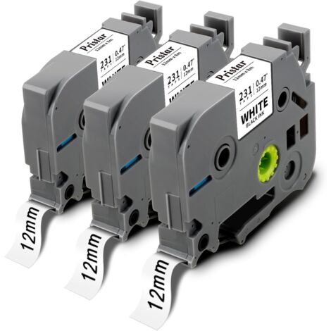 12mm compatibile per Brother TZe-231 TZ231 TZ-231 Tze nero su bianco laminato cassetta per Brother PT-H100LB H107B E110 H200 P300BT P700 D400VP H100lb
