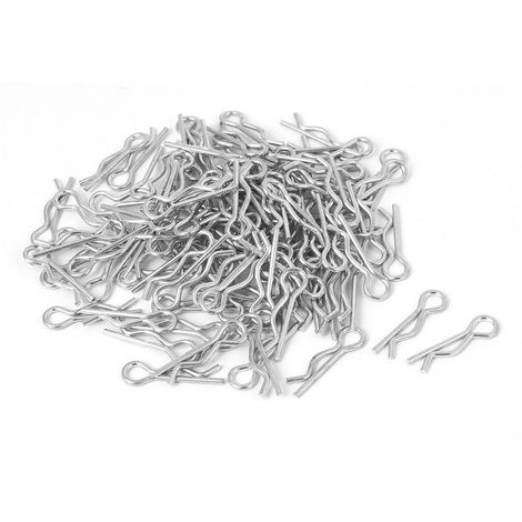 1.2mm x 21mm con clip a molla di chiusura in metallo pin Fastener tono argento 100/ pz