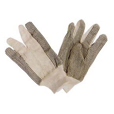 12PA GUANTI IN COTONE PUNTINATI CON POLSINO TAGLIA 10