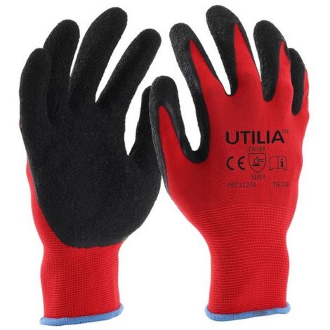 12PAIA GUANTI IN LATTICE/NYLON Col. Rosso/nero tg. 8