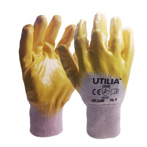 12PAIA GUANTI IN NITRILE/COTONE Col. Giallo tg.10