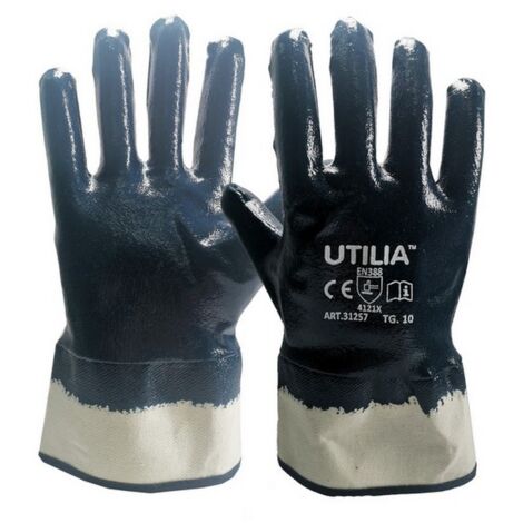 12PAIA GUANTI N.B.R. CON MANICOTTO Col. Blu tg.10