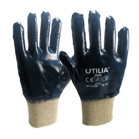 12PAIA GUANTI N.B.R. CON POLSINO A MAGLIA Col. Blu tg.10