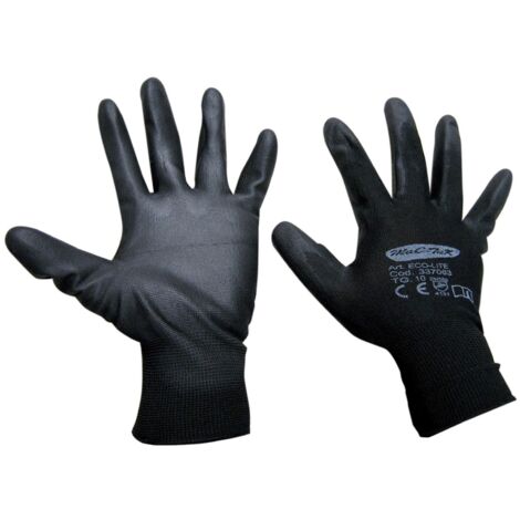 12PAIA GUANTI NYLON POLIURETANO ECO-LITE NERO TG. 8