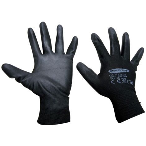 12PAIA GUANTI NYLON POLIURETANO ECO-LITE NERO TG.7