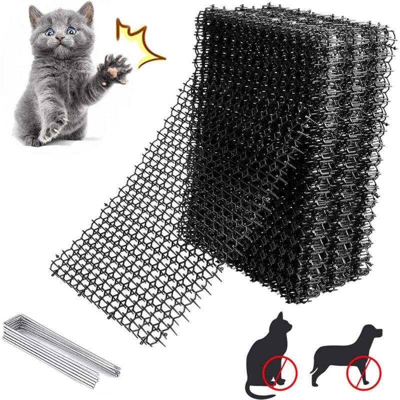 Tigrezy - 12PC Tapis Anti-Chat avec Pointes,40 30cm Tapis de Dissuasion répulsif pour Chat Chien Animal,avec 8 Ancrages au Sol en Forme de u,