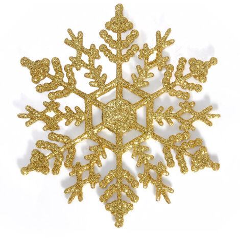12pcs 10cm Glitter Powder Snowflake Xmas Ornaments Christmas Tree Decor Party Wedding DIY Home Decoration