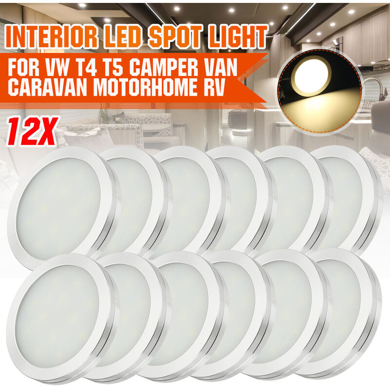 

12pcs 12V LED Gabinete de luz de punto interior para RV Camper Caravan Camper Van