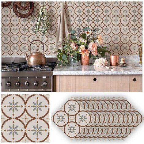 12pcs 20cm Bstickers Carrelage Credence Adhesive Pour Cuisine Stickers Muraux Auto-adhsif Rsistant  L'huile Impermable  L'eau Rutilisable Amovibl