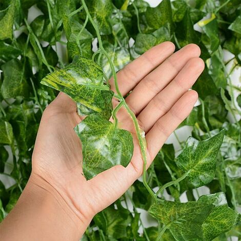 12pcs 2m Lierre Plante Artificielle Extérieur Faux Lierre Feuillage Artificiel Feuille Guirlande Décoration Intérieure pour Mariage Balcon Cuisine Jardin Bureau