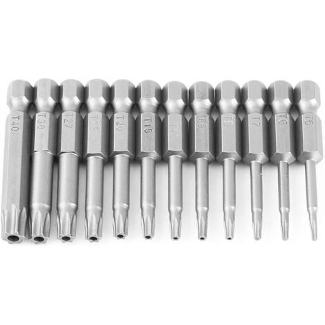 12PCS 50MM Hex Tige Embout de Tournevis Torx Creux Tête 12 Type T5-T40 Tournevis Inviolable Bit Tournevis Sécurité Magnétique Pour Outils à Main