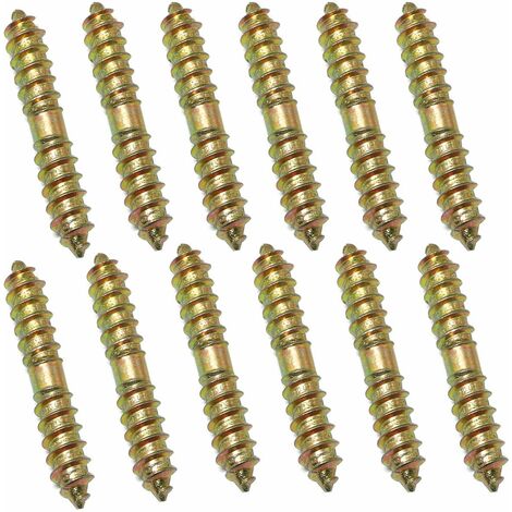 12pcs 6x40MM Vis à cheville en fer zingué Vis à double bout autotaraudeuse Vis pour meubles