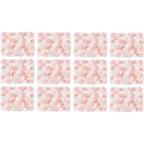 12PCS Artificial Flower Wall Fake Flower Wall Artificial Rose DIY Flower Wall Flower Wall Panel for Wedding Background Decorations Home Garden Party Decor 60 x 40cm