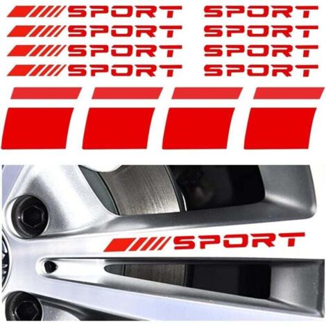 12PCS Autocollants Réfléchissants pour Jantes de Voiture, Logo de Pneu Sport Emblem Stripes, Roue Autocollant de Lettre de Voiture, Bandes de Décalcomanies pour Jantes de Voiture(Rouge)