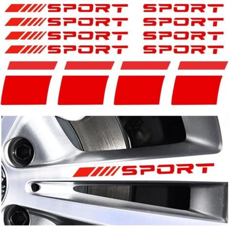 12PCS Autocollants Réfléchissants pour Jantes de Voiture, Logo de Pneu Sport Emblem Stripes, Roue Autocollant de Lettre de Voiture, Bandes de Décalcomanies pour Jantes de Voiture(Rouge)
