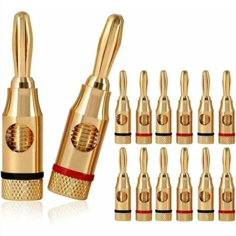 12pcs Banana Plugs, Premium 24K Gold Plated Connector for HiFi Speaker, Speaker Cable, Home Cinema, Speaker Cable MUMU