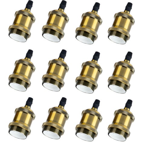 NORCKS 12PCS Base De Lámpara Simple Retro E27 Luz De Techo Vintage Lámpara Colgante Interior Bronce