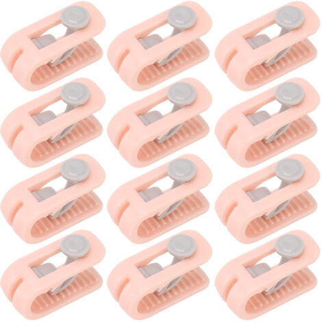 12pcs Bed Sheet Clips Prevent Slip Needleless Safe 180 Degree Closure Universal Quilt Cover Fastener for Home Pink