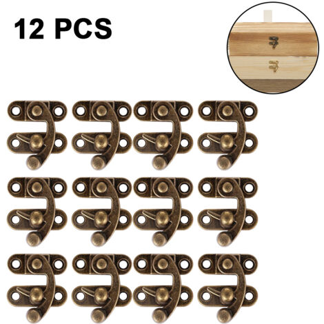 12pcs boîte à bijoux décorative loquet serrure bijoux boîte en bois moraillon loquet crochet - droite loquet boucle - boîte à bijoux en bois loquet droit corne serrure cadenas avec vis
