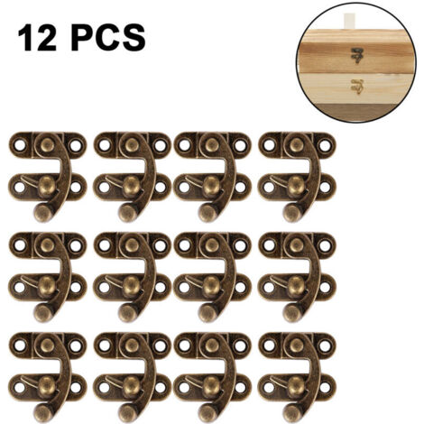12pcs boîte à bijoux décorative loquet serrure bijoux boîte en bois moraillon loquet crochet - droite loquet boucle - boîte à bijoux en bois loquet droit corne serrure cadenas avec vis