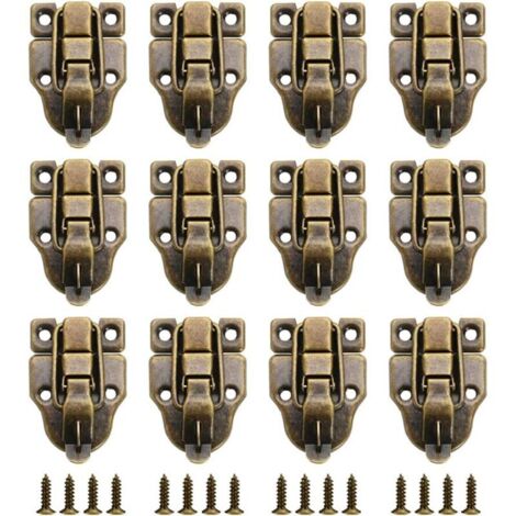 12Pcs Boîte Cadeau Style Vintage Verrous Vintage Pour Valise Mini Couleur Bronze Loquets Verrous Serrure De Verrouillage Fermoir Pour à Vos Vieilles Boîtes Bois, Boîtes à Outils(Bronze)