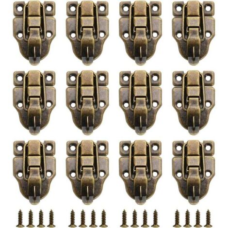 12Pcs Boîte Cadeau Style Vintage Verrous Vintage Pour Valise Mini Couleur Bronze Loquets Verrous Serrure De Verrouillage Fermoir Pour à Vos Vieilles Boîtes Bois, Boîtes à Outils(Bronze)