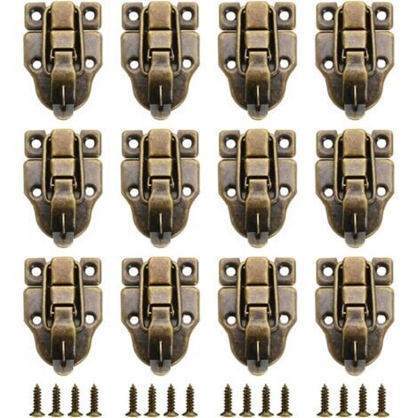 12Pcs Boîte Cadeau Style Vintage Verrous Vintage Pour Valise Mini Couleur Bronze Loquets Verrous Serrure De Verrouillage Fermoir Pour à Vos Vieilles Boîtes Bois, Boîtes à Outils(Bronze)