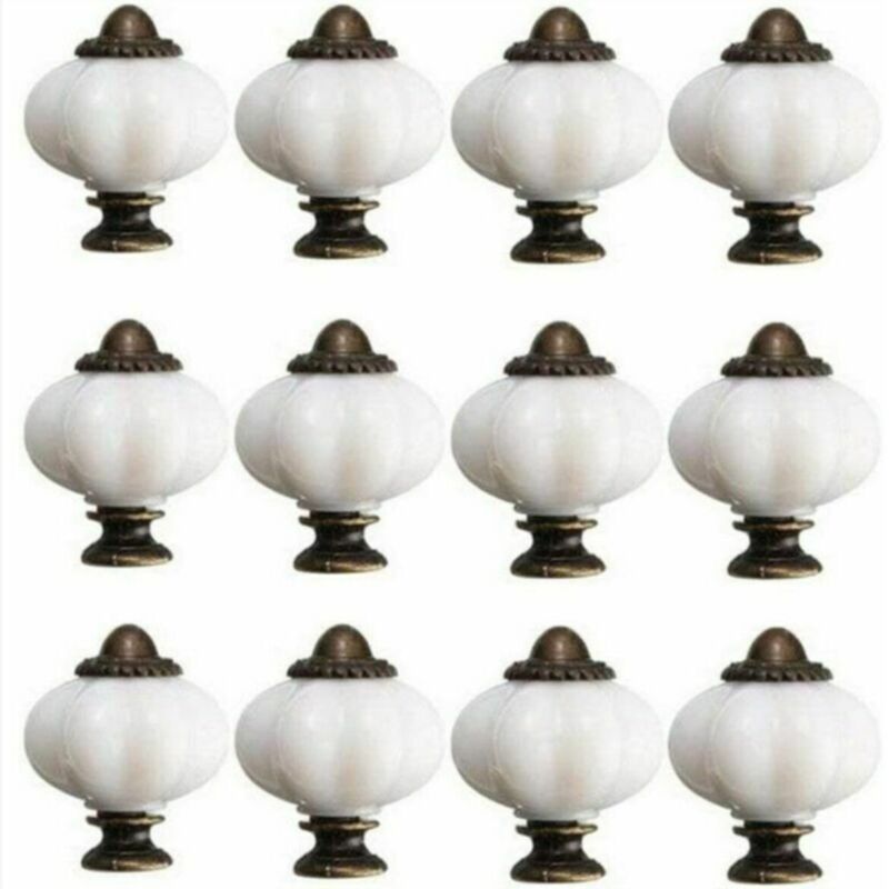 12pcs bouton de meuble 30mm boutons de porte de placard vintage bouton de porte en céramique avec 12 vis bouton de meuble en porcelaine blanche pour