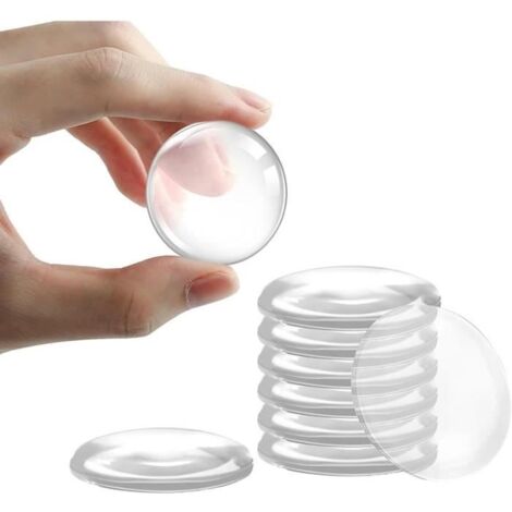 12Pcs Butée de Porte, Butée de Porte Adhésive Transparentes Butoirs de Porte en Silicone, 50x8mm, Butée de Poignée de Porte Murale
