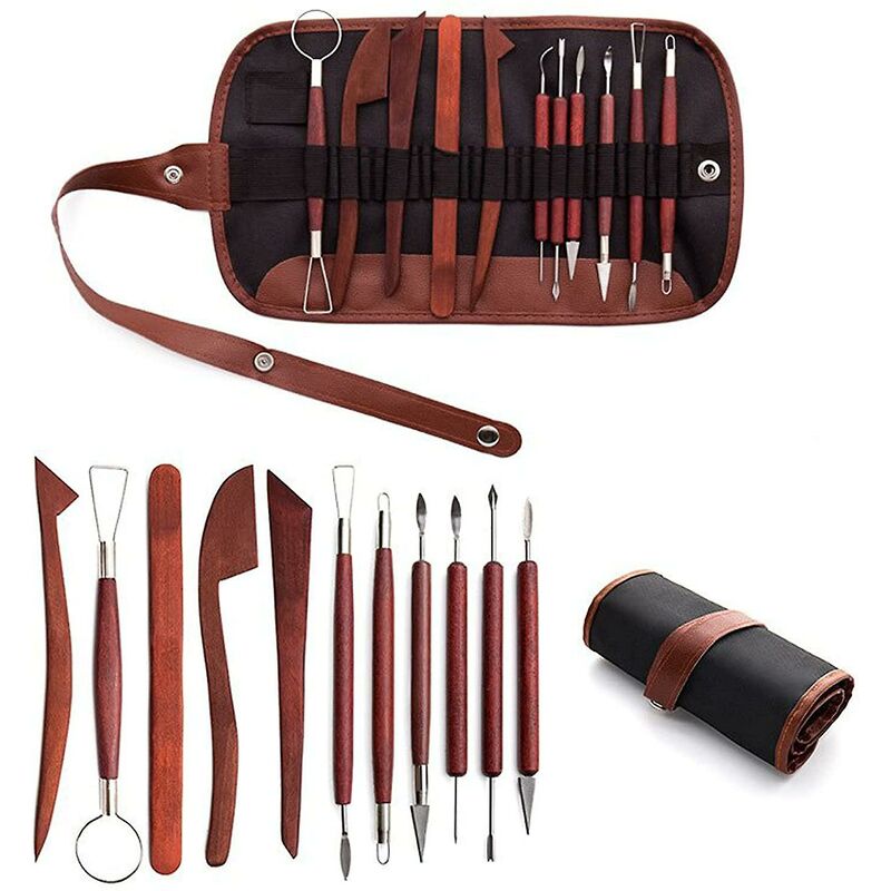 12pcs Ceramic Clay Sculpting Polymer Tool Set Beginner Craft Sculpting Pottery Modeling Carving Smoothing Wax Kit