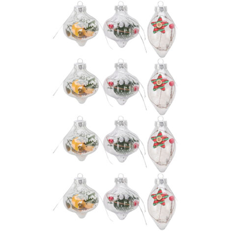 12Pcs Christmas Ball Ornaments Clear Shatterproof Eco Friendly PET Blowing Molding Christmas Balls for Decoration Party 6165