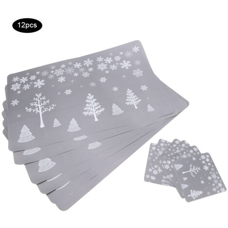 12pcs Christmas Printed Drinks Tea Cup Mats Coasters Teapot Placement Table Mat Decoration