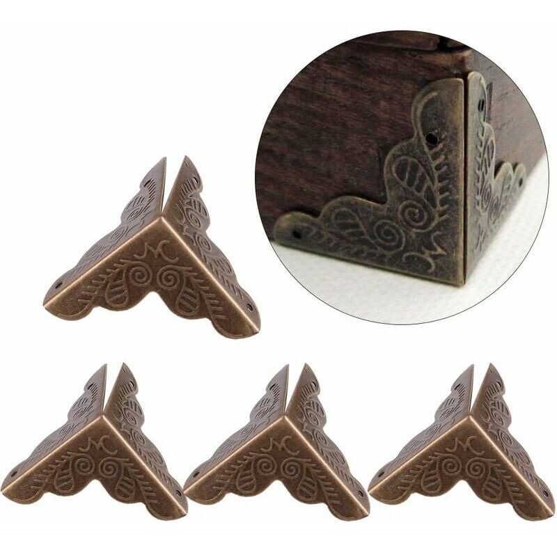 12pcs Corner Decorative Protectors for Metal Box Jewelry Gift Case, Desk Edge Safety Bumpers Iron Edge Cover Guard(Bronze)
