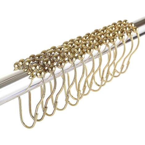 12pcs Crochets Anneaux De Rideau De Douche En Acier Inoxydable Chrom - Dor