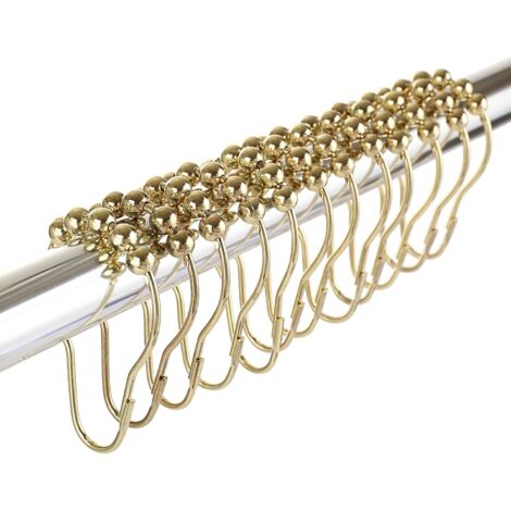 12pcs Crochets Anneaux de Rideau de Douche en Acier Inoxydable Chromé - Doré