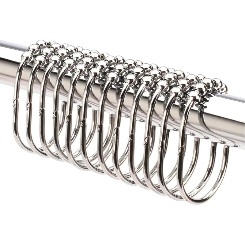 Ensemble de 12 crochets et anneaux pour rideaux, grands crochets pour rideaux de douche, anneaux de rideaux de haute qualité pour votre tringle à