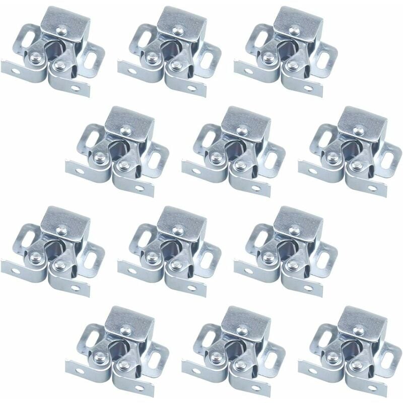 XVX - 12PCS Fermetures de Porte, Ferme-portes, Fermetures à Double Galet pour Porte battante de Meuble, Loquet Porte d'armoire Double Rouleau Catch