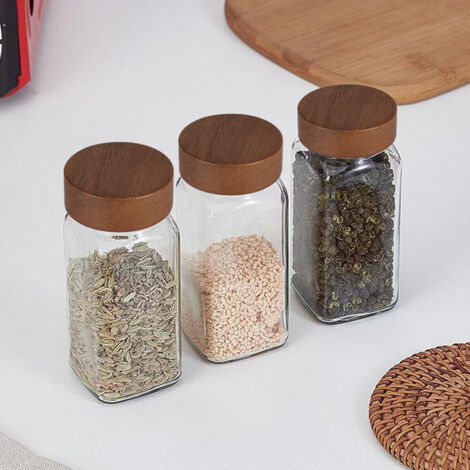 12Pcs Glass Spice Jars with Bamboo Lids